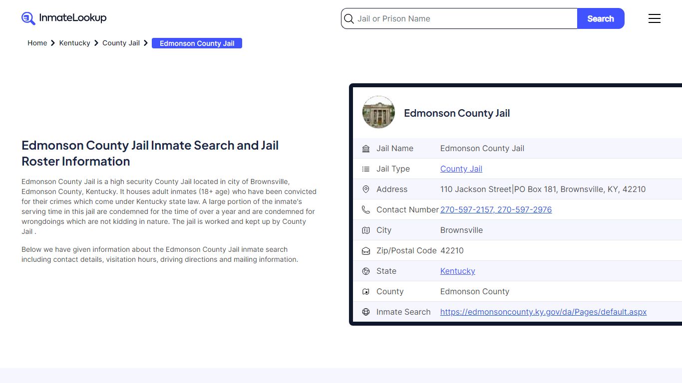 Edmonson County Jail Inmate Search, Jail Roster, Bookings, Arrests ...